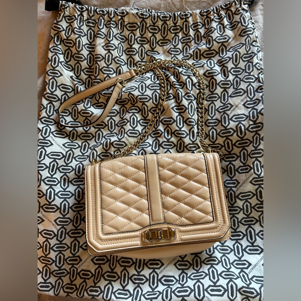 Rebecca Minkoff Quilted Beige Chain Strap Bag